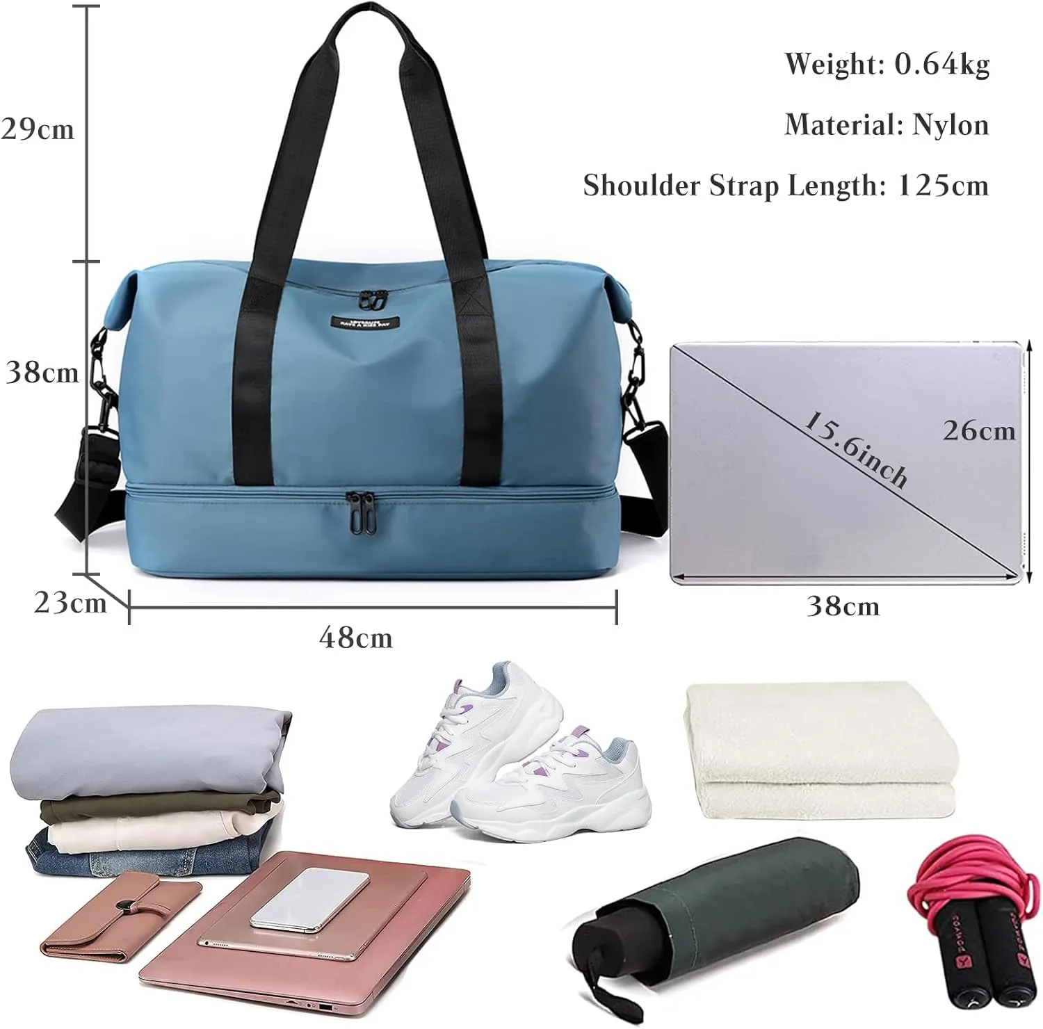 Travel Duffel Bag for Women and Men Foldable Weekender Overnight Bag