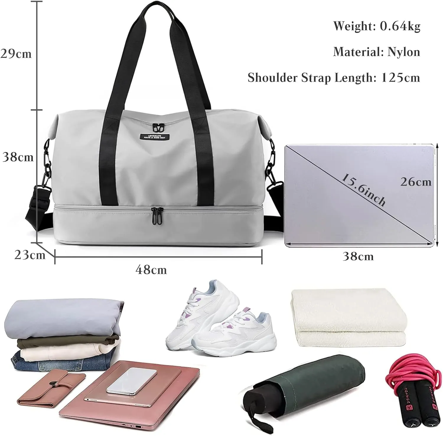 Travel Duffel Bag for Women and Men Foldable Weekender Overnight Bag