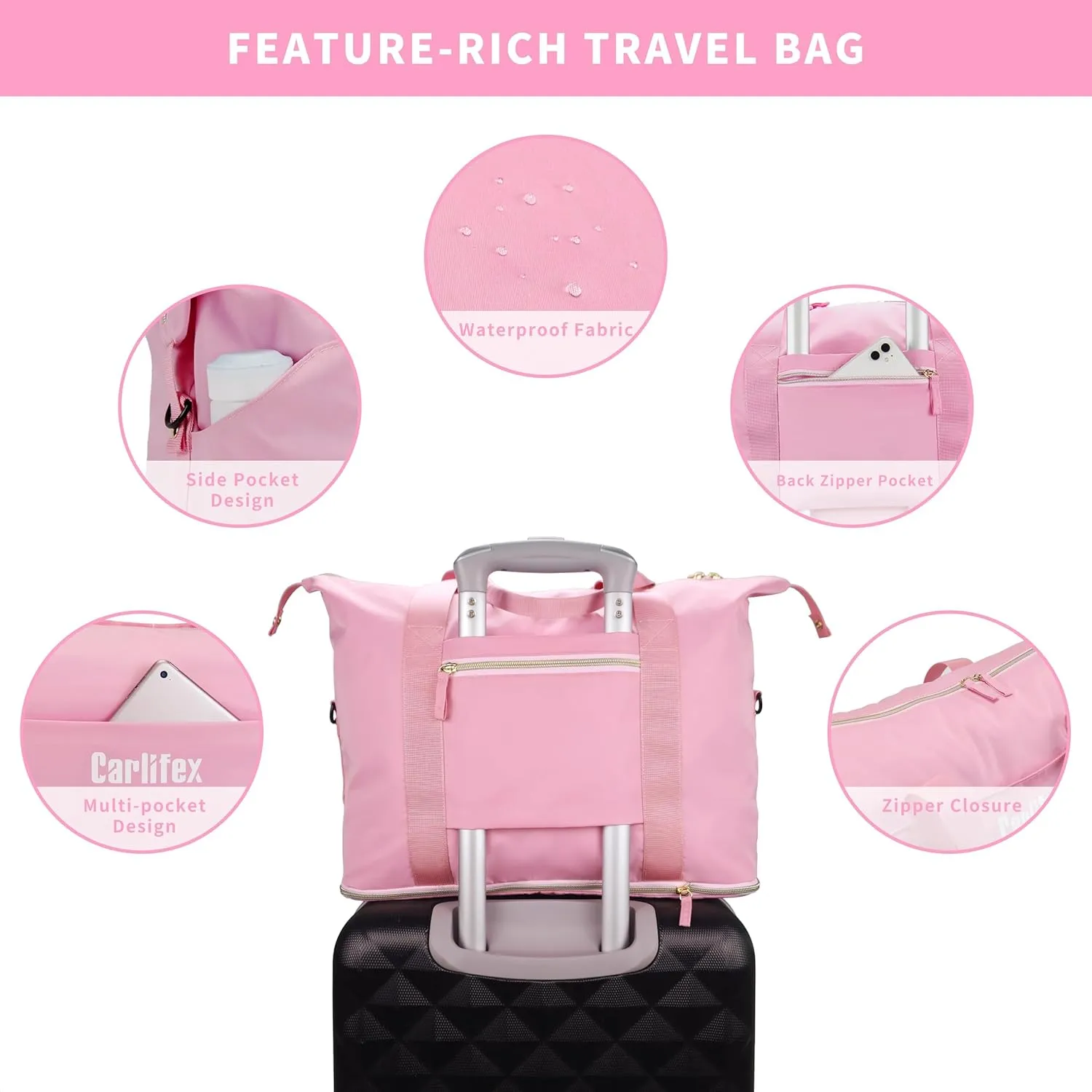 Travel Duffel Bag for Women, Travel Bag Expandable with Wet Pocket, Carry-On Tote Bag for Women Travel Airplane, Gym Weeken bag & Hospital overnight bag, Expandable Travel Duffel Bag