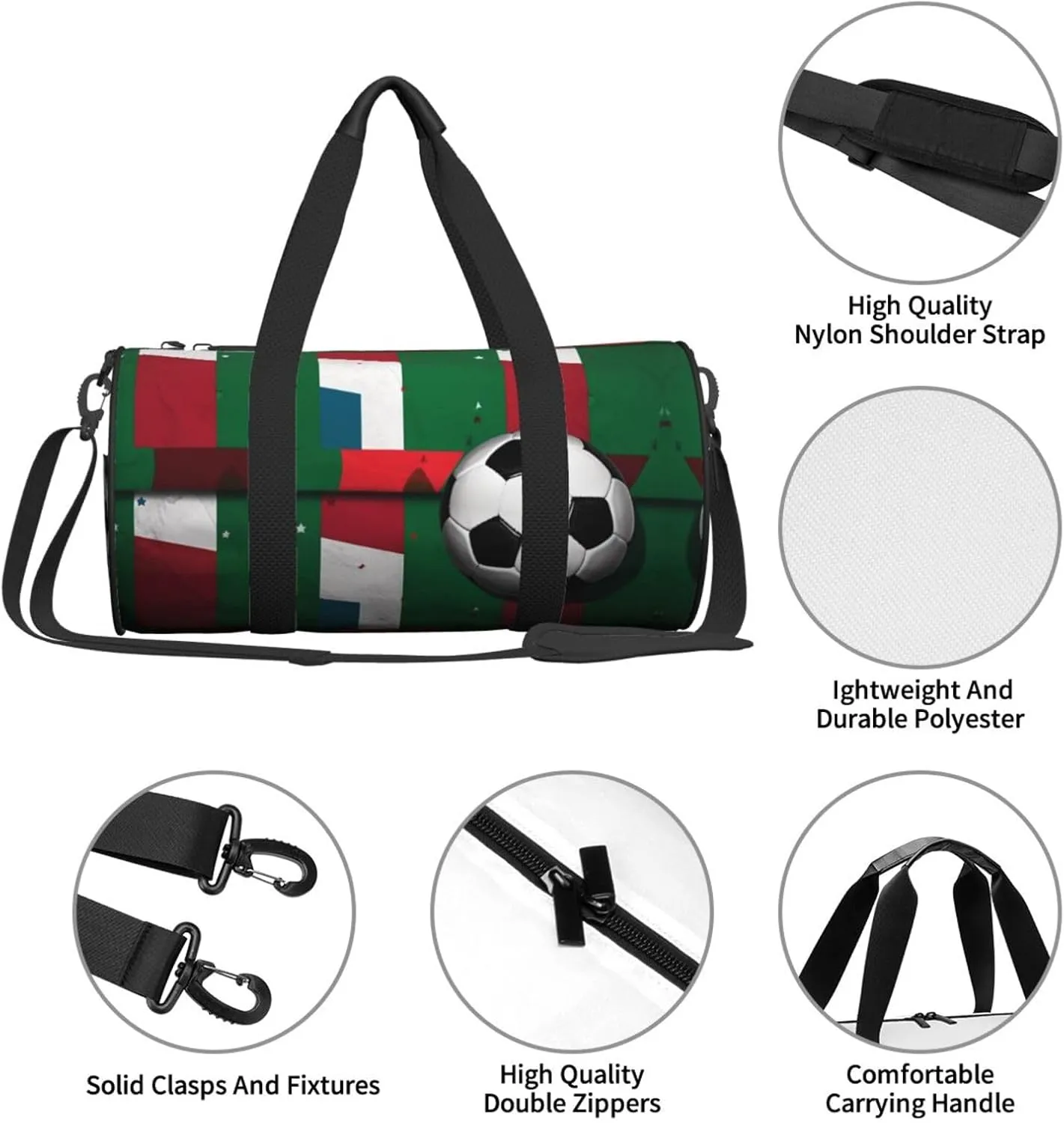 Travel Duffel Bag Italian Flag And Football Weekender Overnight Bag For Men Women Large Capacity Sports Gym Bag Canvas Carry On Tote Bags For Travel Yoga