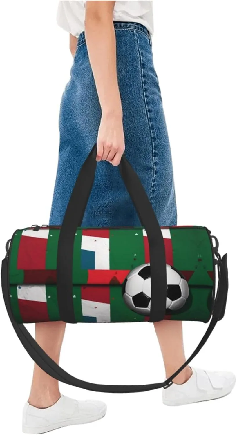 Travel Duffel Bag Italian Flag And Football Weekender Overnight Bag For Men Women Large Capacity Sports Gym Bag Canvas Carry On Tote Bags For Travel Yoga