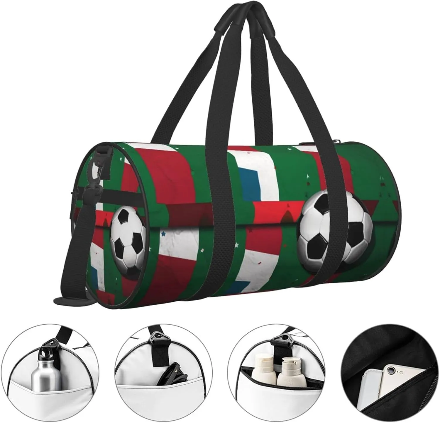 Travel Duffel Bag Italian Flag And Football Weekender Overnight Bag For Men Women Large Capacity Sports Gym Bag Canvas Carry On Tote Bags For Travel Yoga