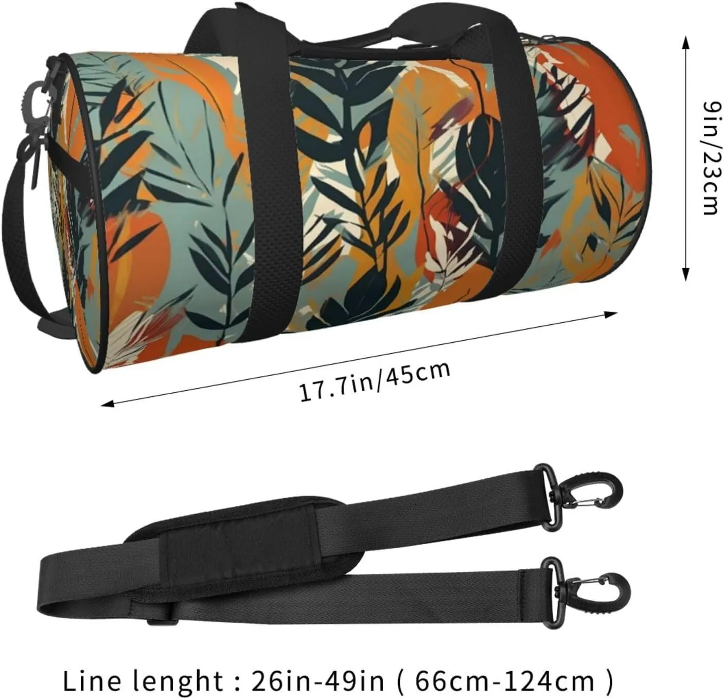 Travel Duffel Bag Leaves Stripes Pattern Weekender Overnight Bag For Men Women Large Capacity Sports Gym Bag Canvas Carry On Tote Bags For Travel Yoga