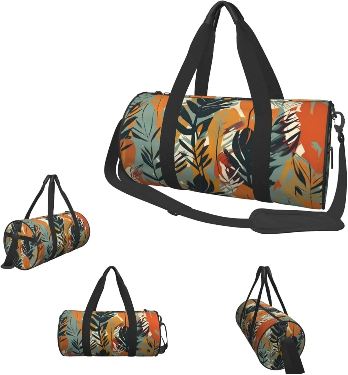 Travel Duffel Bag Leaves Stripes Pattern Weekender Overnight Bag For Men Women Large Capacity Sports Gym Bag Canvas Carry On Tote Bags For Travel Yoga