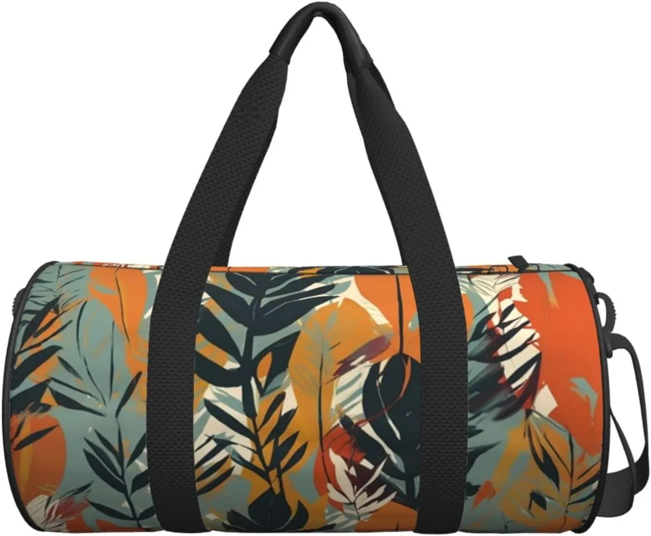 Travel Duffel Bag Leaves Stripes Pattern Weekender Overnight Bag For Men Women Large Capacity Sports Gym Bag Canvas Carry On Tote Bags For Travel Yoga