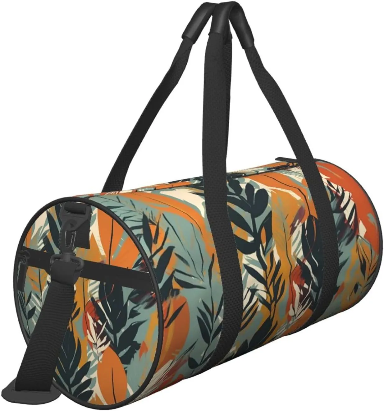 Travel Duffel Bag Leaves Stripes Pattern Weekender Overnight Bag For Men Women Large Capacity Sports Gym Bag Canvas Carry On Tote Bags For Travel Yoga