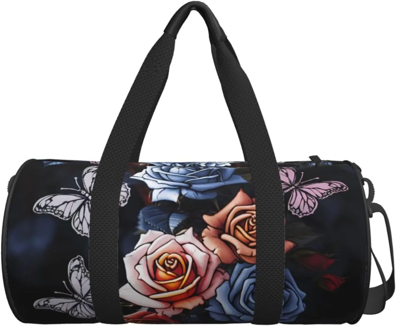 Travel Duffel Bag Roses And Butterflies Weekender Overnight Bag For Men Women Large Capacity Sports Gym Bag Canvas Carry On Tote Bags For Travel Yoga