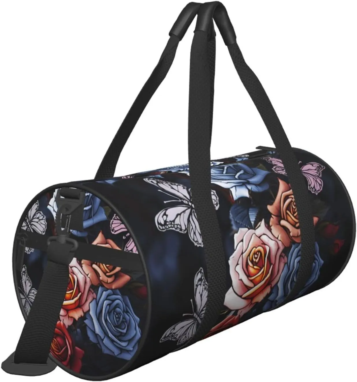 Travel Duffel Bag Roses And Butterflies Weekender Overnight Bag For Men Women Large Capacity Sports Gym Bag Canvas Carry On Tote Bags For Travel Yoga