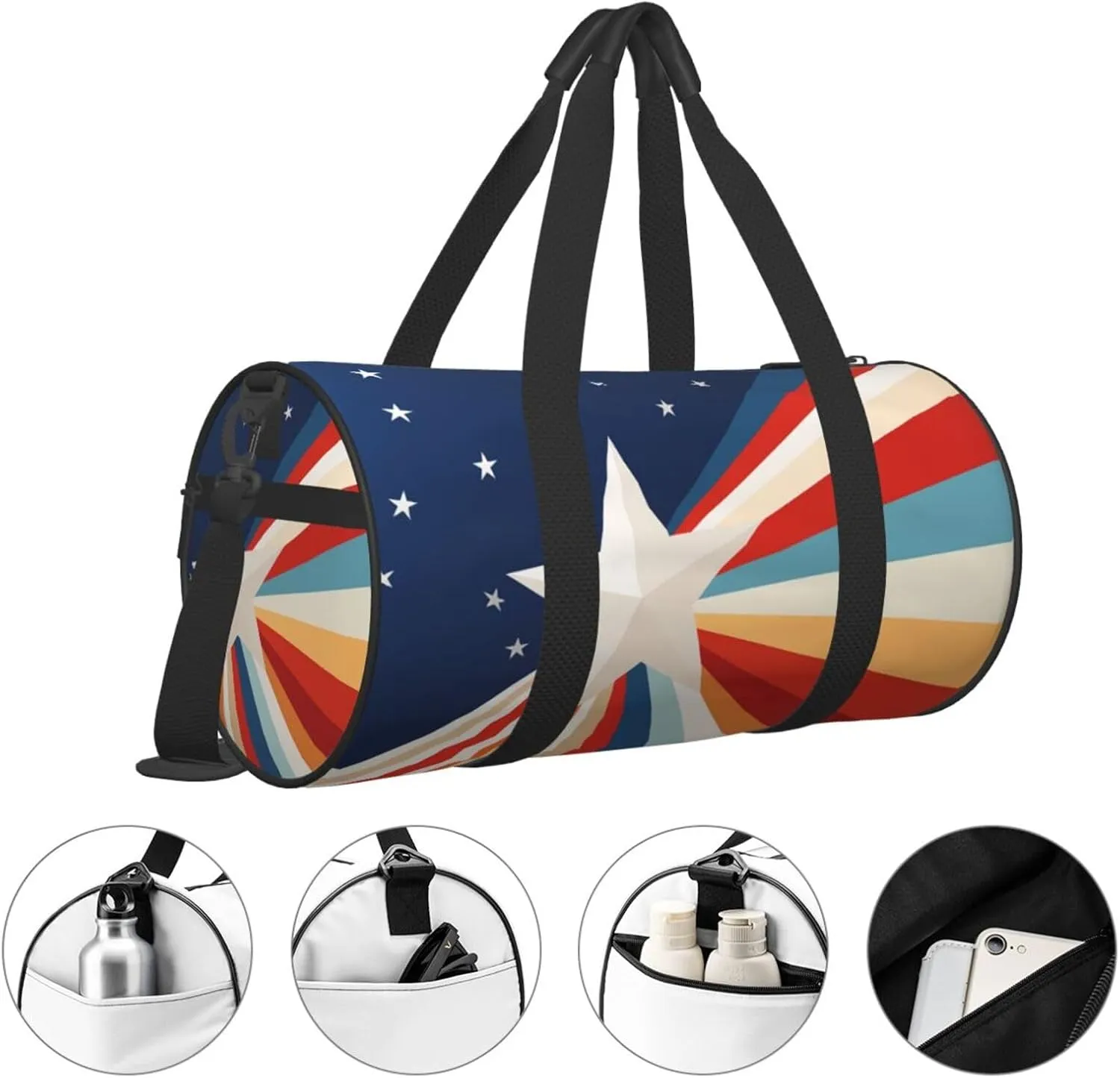 Travel Duffel Bag Star Shape Stripe Style Weekender Overnight Bag For Men Women Large Capacity Sports Gym Bag Canvas Carry On Tote Bags For Travel Yoga