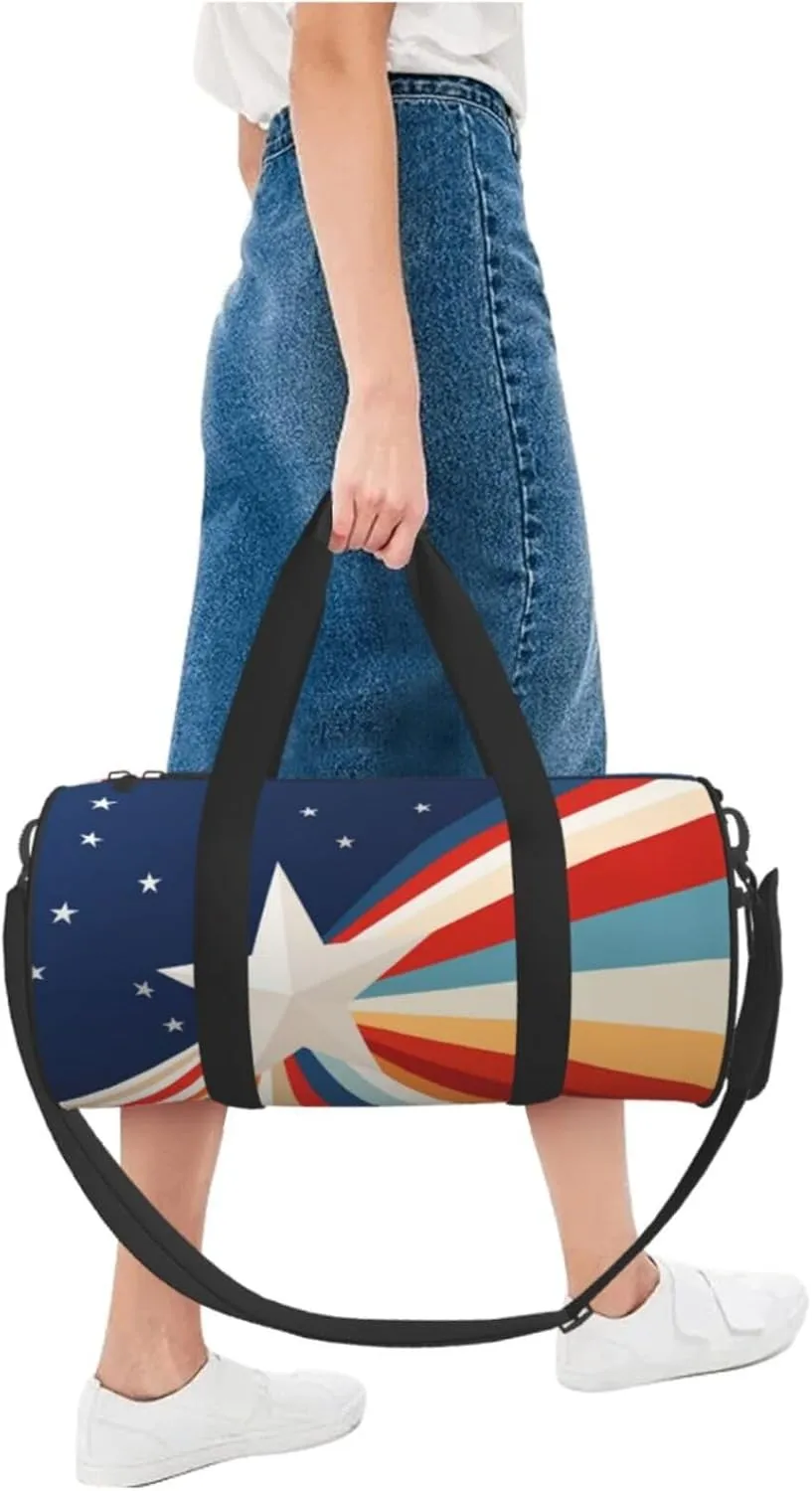 Travel Duffel Bag Star Shape Stripe Style Weekender Overnight Bag For Men Women Large Capacity Sports Gym Bag Canvas Carry On Tote Bags For Travel Yoga