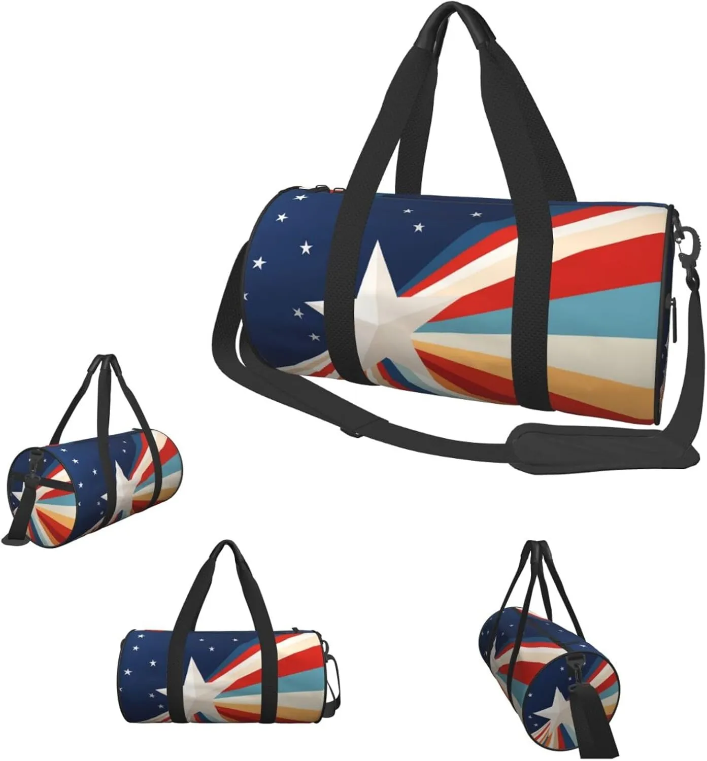 Travel Duffel Bag Star Shape Stripe Style Weekender Overnight Bag For Men Women Large Capacity Sports Gym Bag Canvas Carry On Tote Bags For Travel Yoga