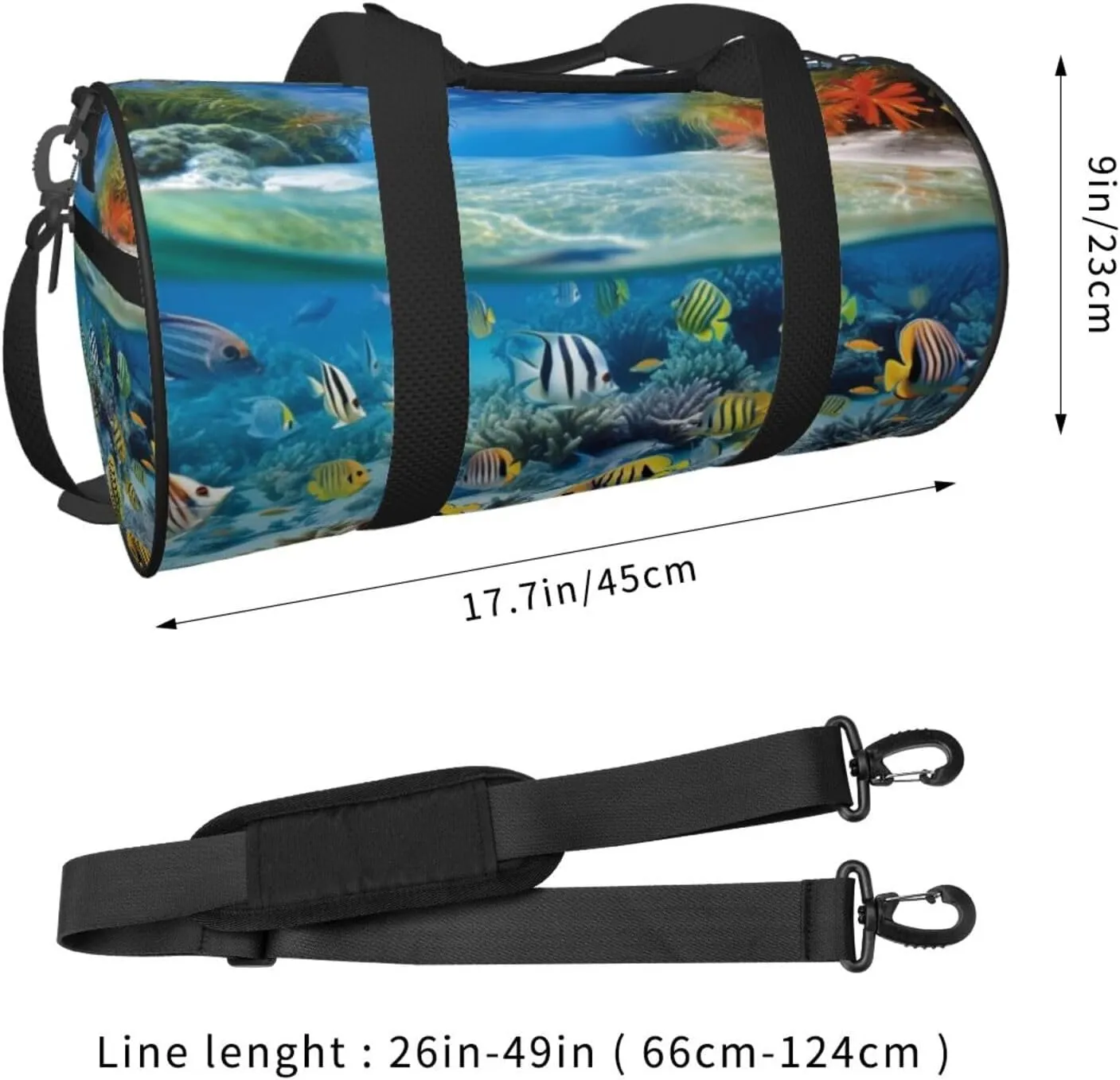 Travel Duffel Bag Tropical Fish Landscape Weekender Overnight Bag For Men Women Large Capacity Sports Gym Bag Canvas Carry On Tote Bags For Travel Yoga