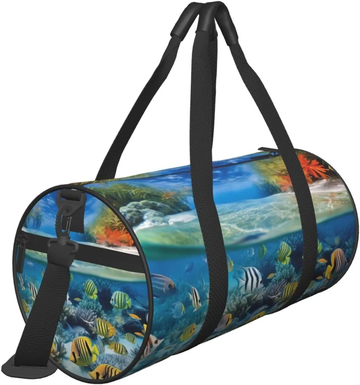 Travel Duffel Bag Tropical Fish Landscape Weekender Overnight Bag For Men Women Large Capacity Sports Gym Bag Canvas Carry On Tote Bags For Travel Yoga