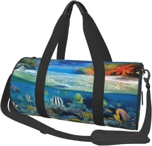 Travel Duffel Bag Tropical Fish Landscape Weekender Overnight Bag For Men Women Large Capacity Sports Gym Bag Canvas Carry On Tote Bags For Travel Yoga