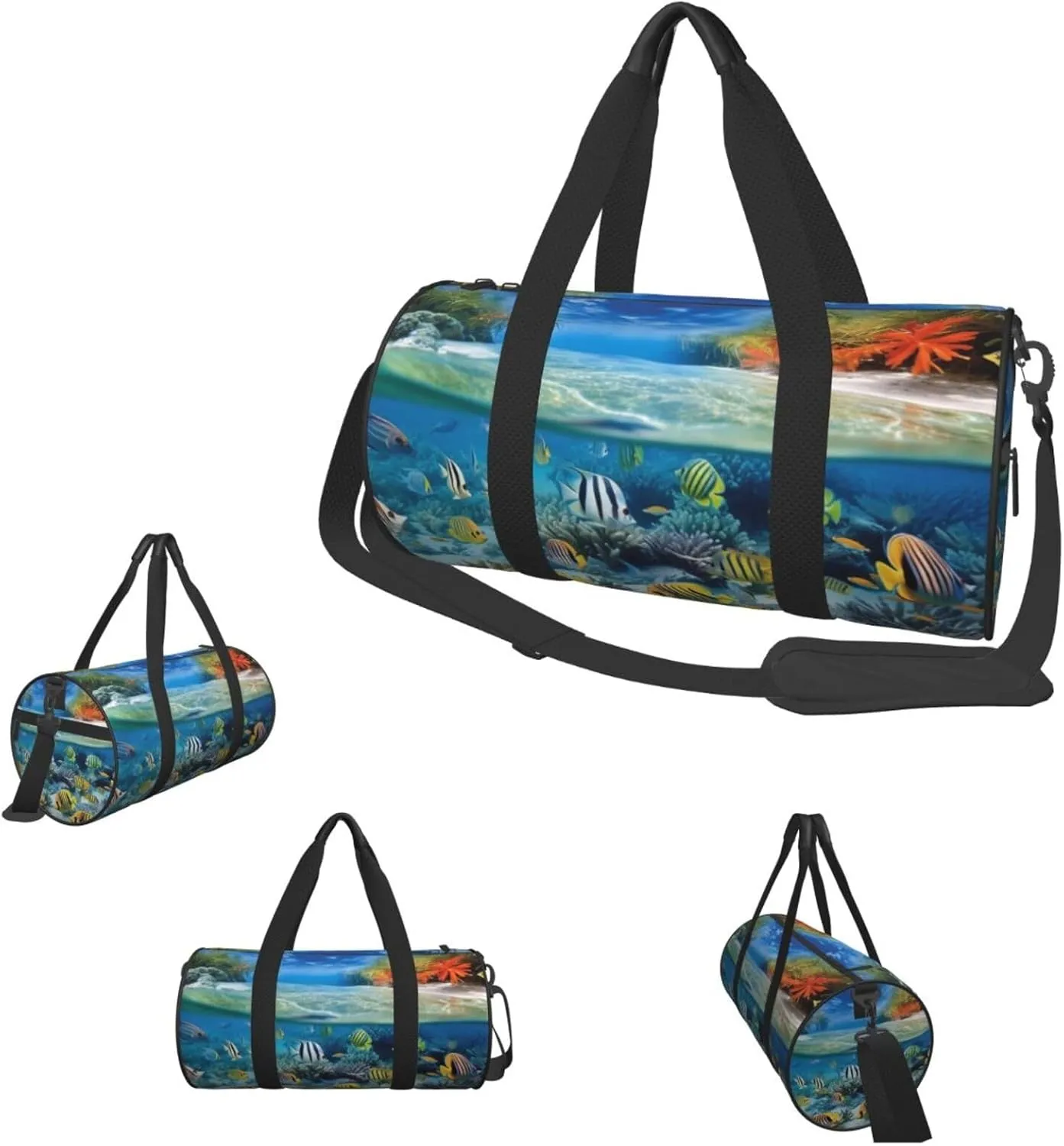 Travel Duffel Bag Tropical Fish Landscape Weekender Overnight Bag For Men Women Large Capacity Sports Gym Bag Canvas Carry On Tote Bags For Travel Yoga