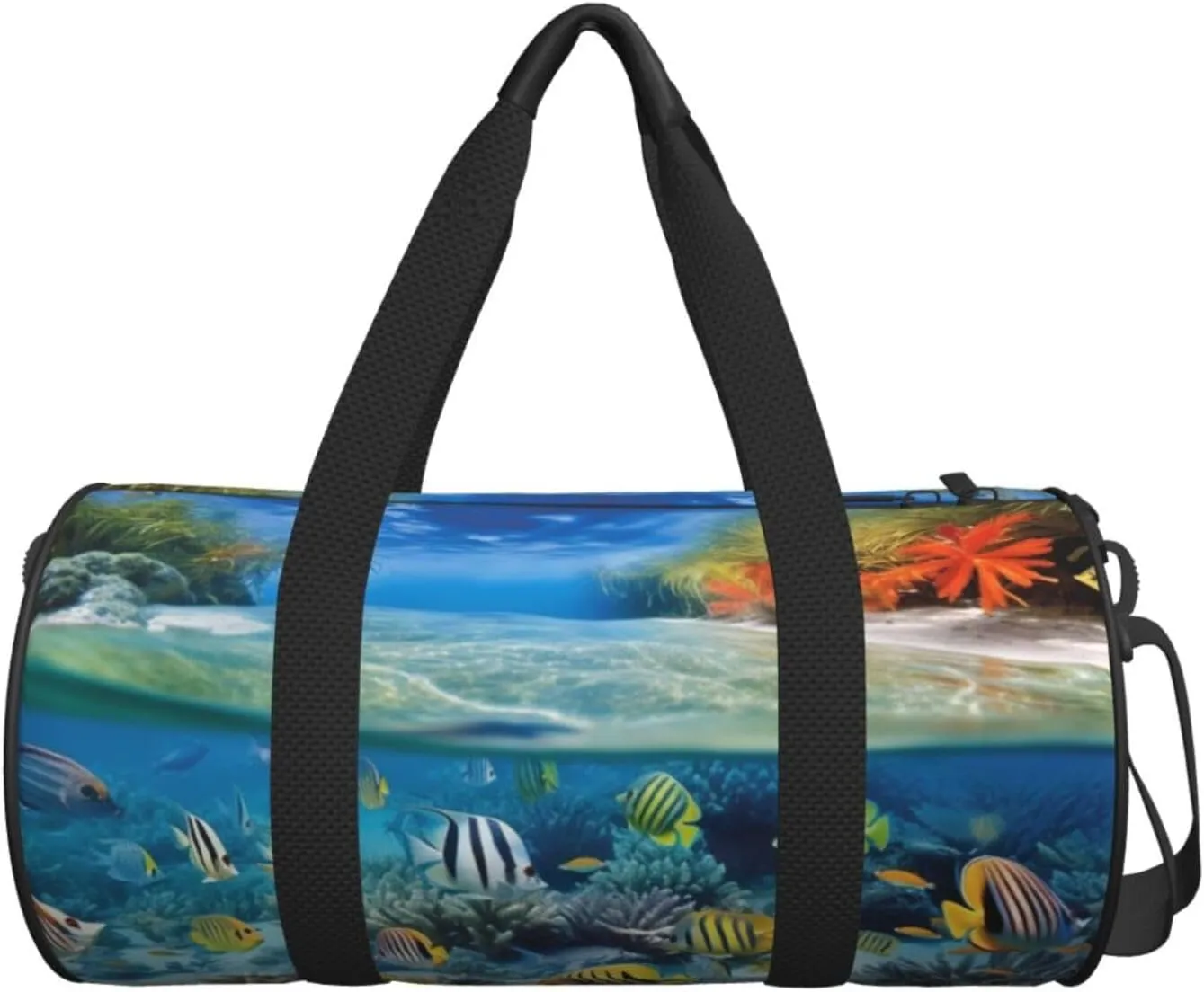 Travel Duffel Bag Tropical Fish Landscape Weekender Overnight Bag For Men Women Large Capacity Sports Gym Bag Canvas Carry On Tote Bags For Travel Yoga