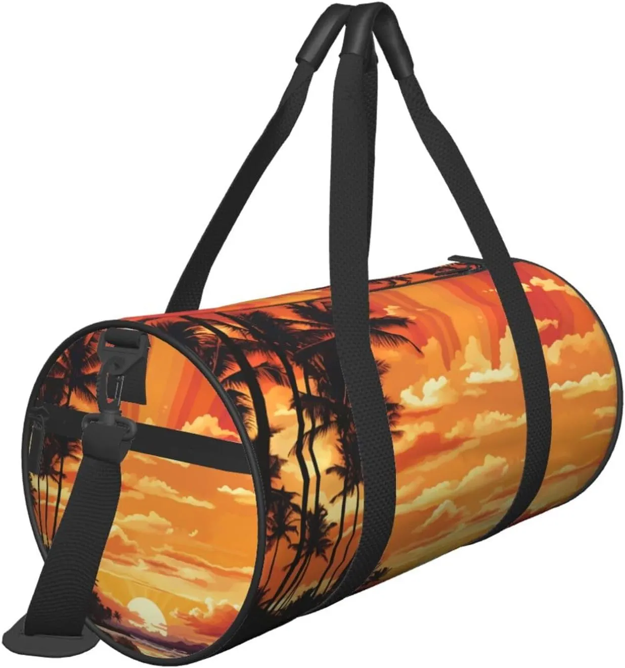 Travel Duffel Bag Tropical Sunrise Pattern Weekender Overnight Bag For Men Women Large Capacity Sports Gym Bag Canvas Carry On Tote Bags For Travel Yoga