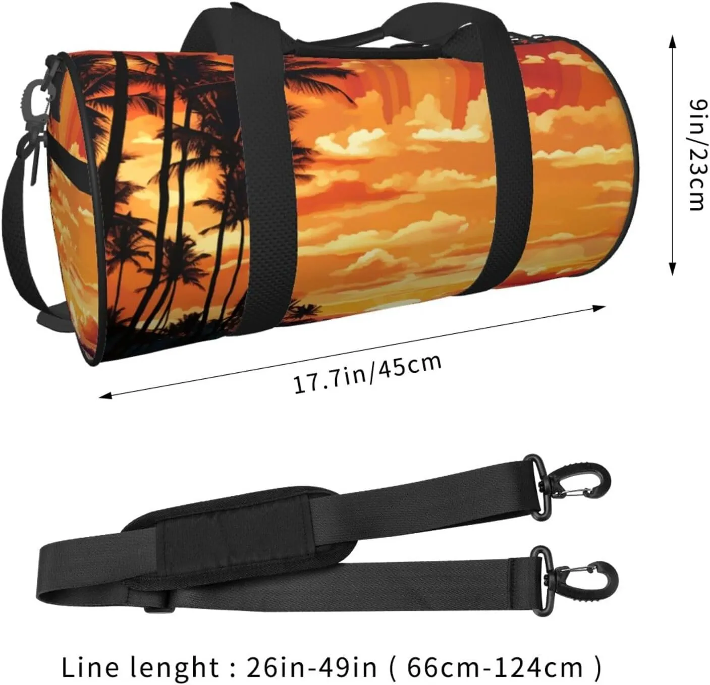 Travel Duffel Bag Tropical Sunrise Pattern Weekender Overnight Bag For Men Women Large Capacity Sports Gym Bag Canvas Carry On Tote Bags For Travel Yoga
