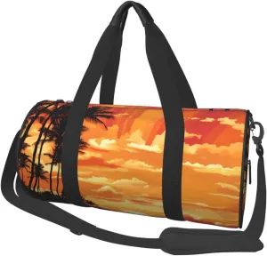 Travel Duffel Bag Tropical Sunrise Pattern Weekender Overnight Bag For Men Women Large Capacity Sports Gym Bag Canvas Carry On Tote Bags For Travel Yoga