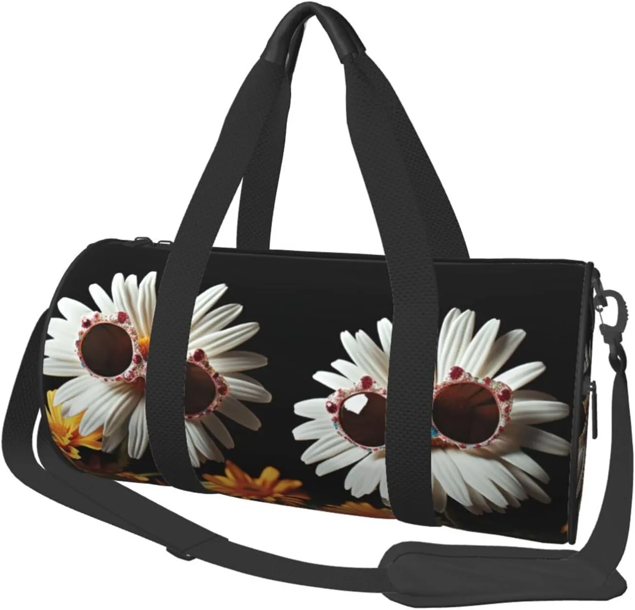 Travel Duffel Bag Two Daisies Wearing Sunglasses Weekender Overnight Bag For Men Women Large Capacity Sports Gym Bag Canvas Carry On Tote Bags For Travel Yoga