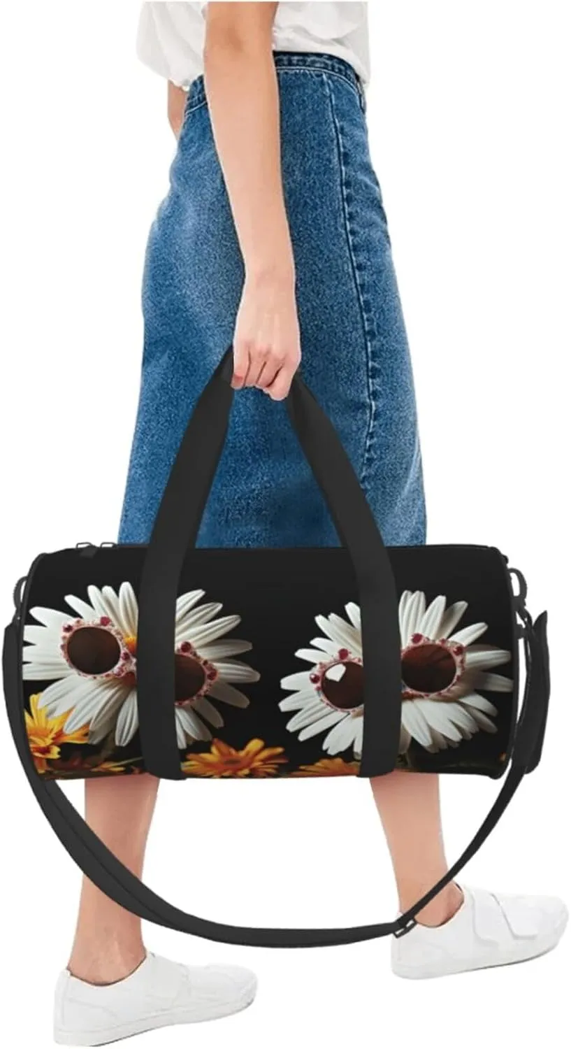 Travel Duffel Bag Two Daisies Wearing Sunglasses Weekender Overnight Bag For Men Women Large Capacity Sports Gym Bag Canvas Carry On Tote Bags For Travel Yoga