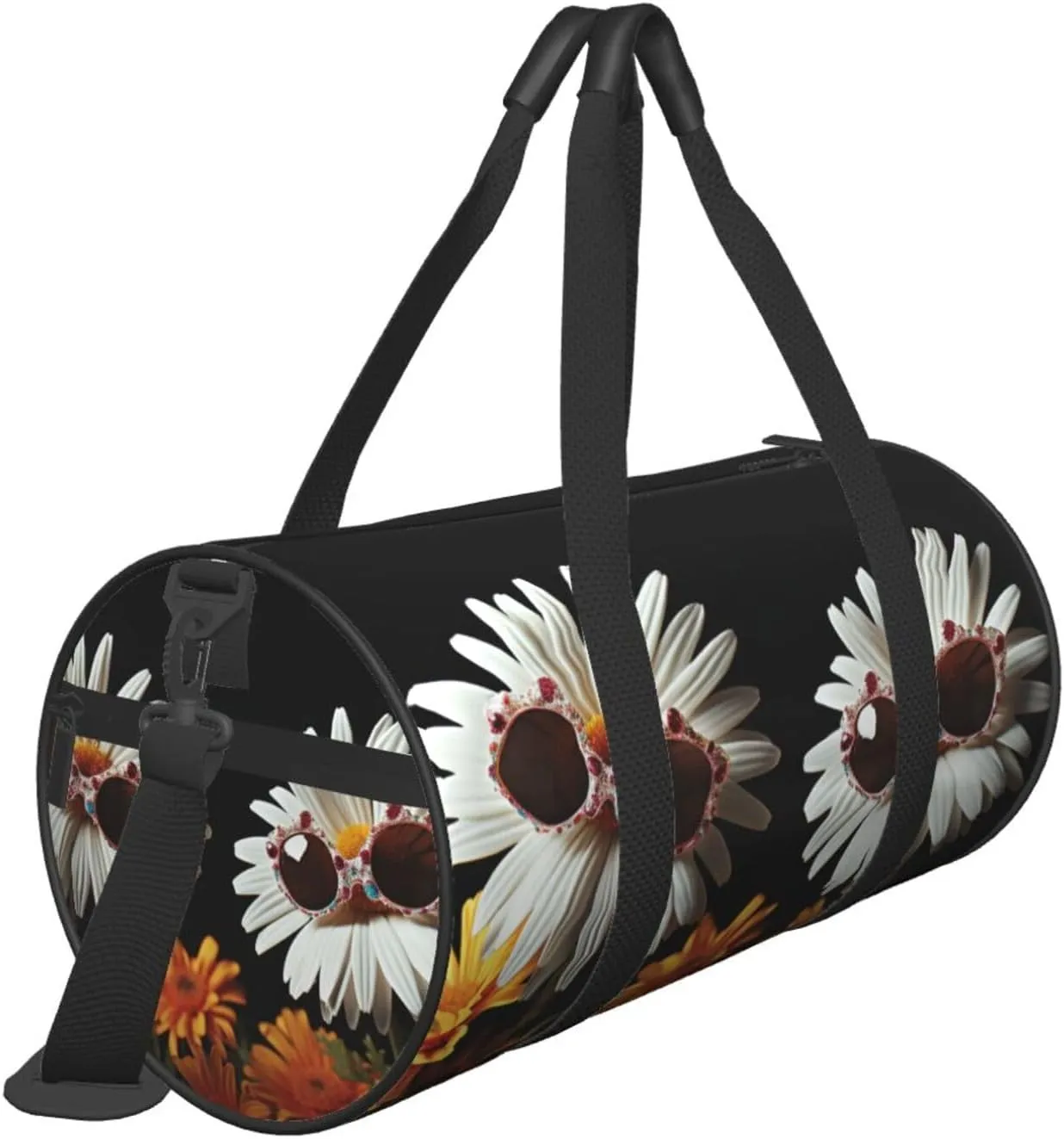 Travel Duffel Bag Two Daisies Wearing Sunglasses Weekender Overnight Bag For Men Women Large Capacity Sports Gym Bag Canvas Carry On Tote Bags For Travel Yoga