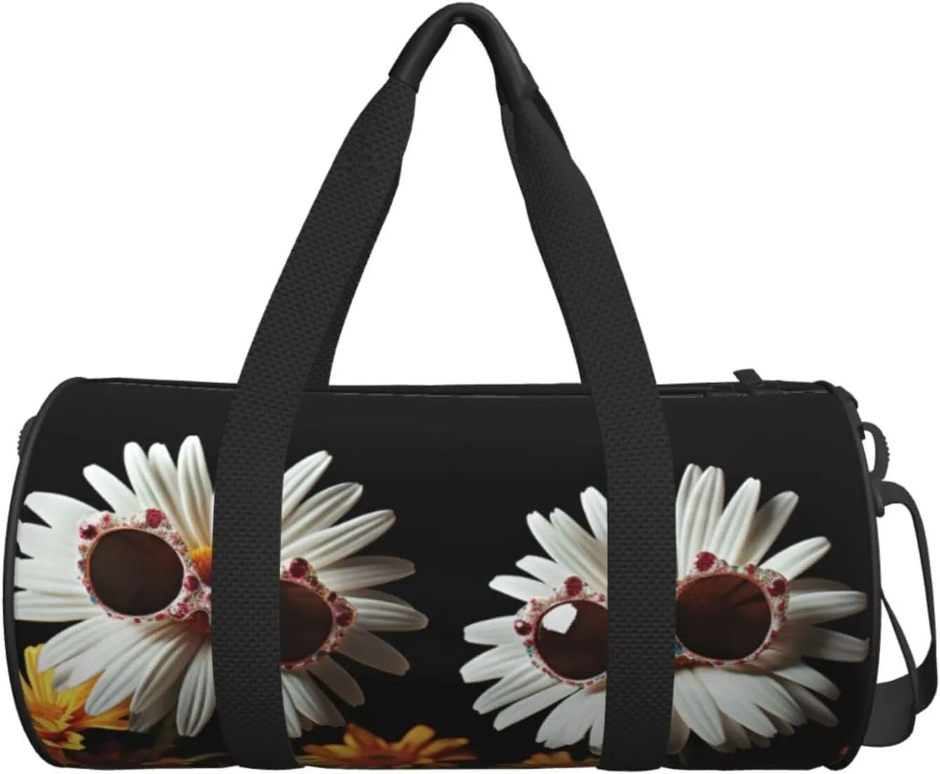 Travel Duffel Bag Two Daisies Wearing Sunglasses Weekender Overnight Bag For Men Women Large Capacity Sports Gym Bag Canvas Carry On Tote Bags For Travel Yoga