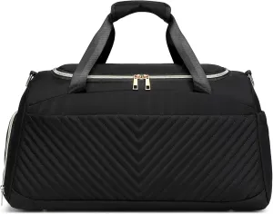 Travel Duffel Carry On Oversized Travel Duffel With Shoe Pouch Gym Weekend Bag (BLACK)