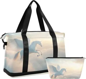 Travel Duffel Gym Sports Luggage Bag Expandable Large Capacity Pegasus Sky Sports Bag for Women and Men