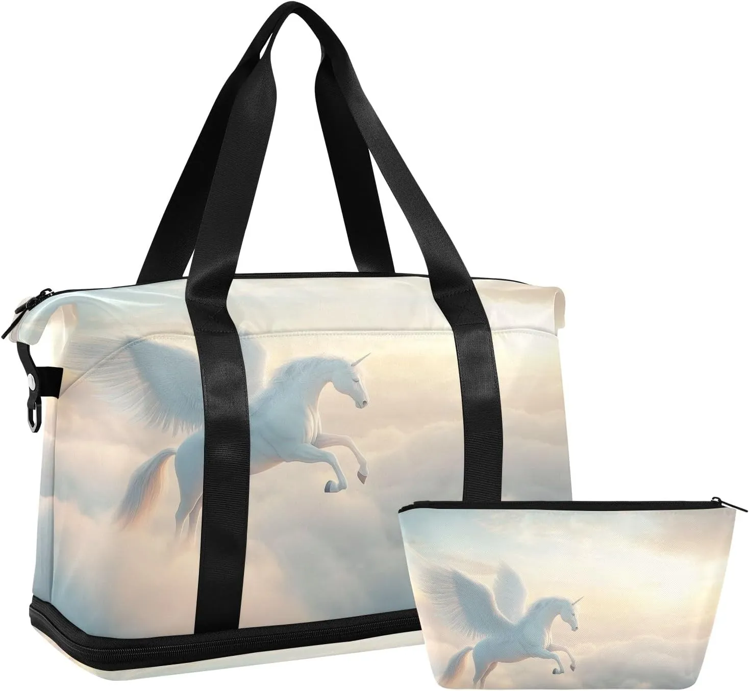 Travel Duffel Gym Sports Luggage Bag Expandable Large Capacity Pegasus Sky Sports Bag for Women and Men