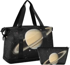 Travel Duffel Gym Sports Luggage Bag Expandable Large Capacity Saturn Universe Sports Bag for Women and Men