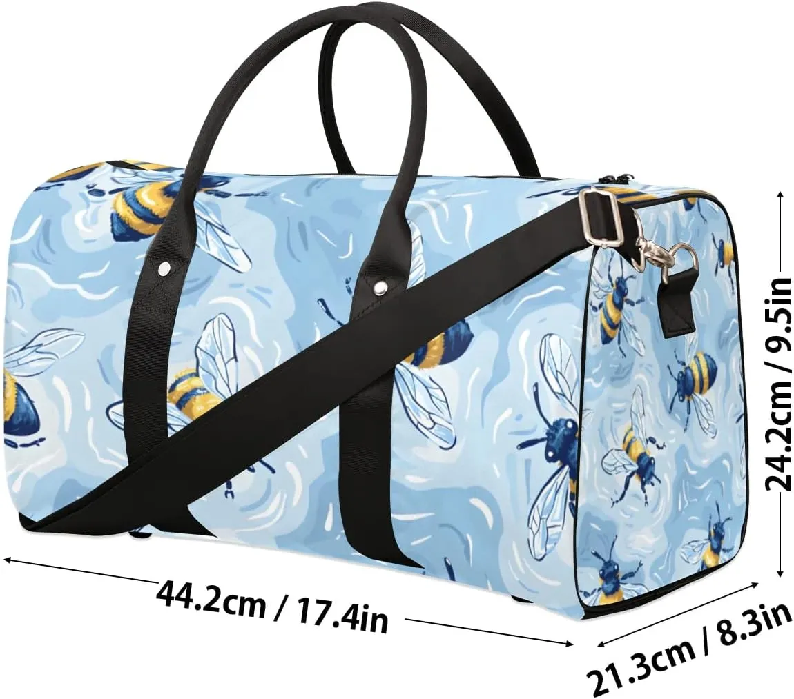 Travel Duffle Bag Bee Print Gym Bags for Men Women Travel Duffel Bags with Adjustable Shoulder Strap Carry On Weekender Bag