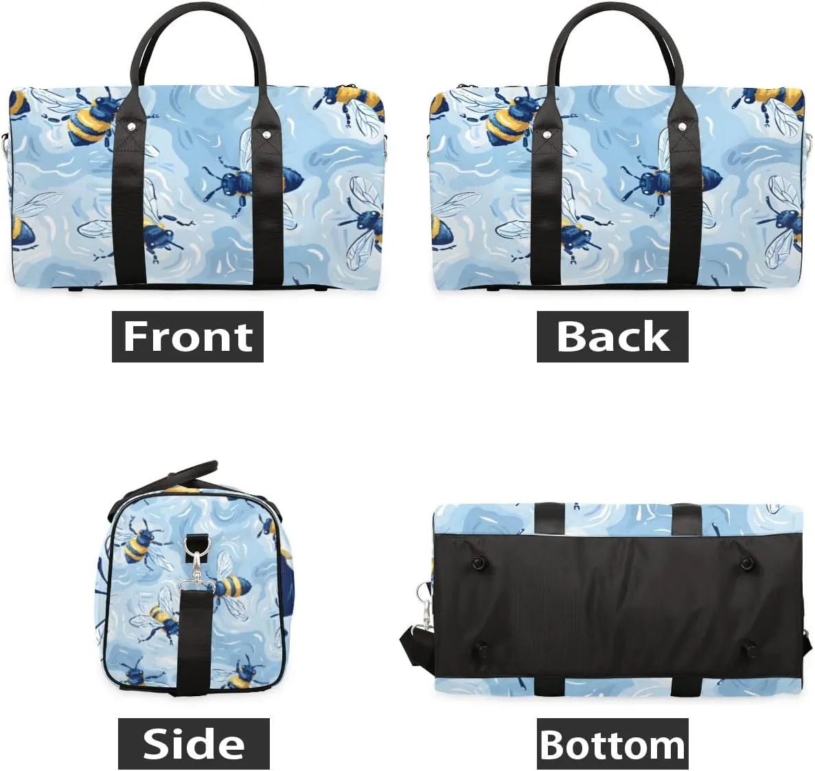 Travel Duffle Bag Bee Print Gym Bags for Men Women Travel Duffel Bags with Adjustable Shoulder Strap Carry On Weekender Bag