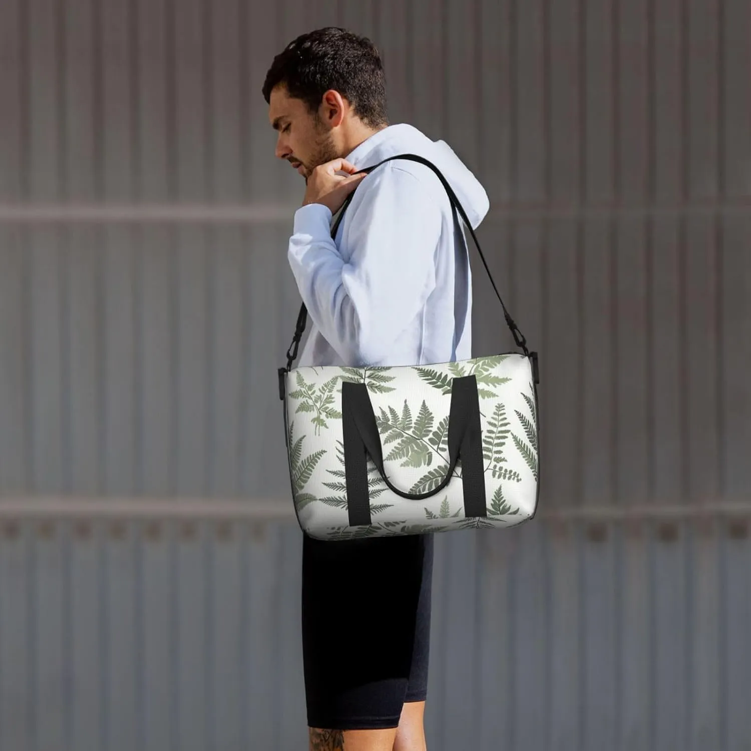 Travel Duffle Bag Ferns Leaves Pattern Weekender Overnight Bags Luggage Bag for Women Men Waterproof Sports Gym Bag Hand Bag with Shoulder Strap
