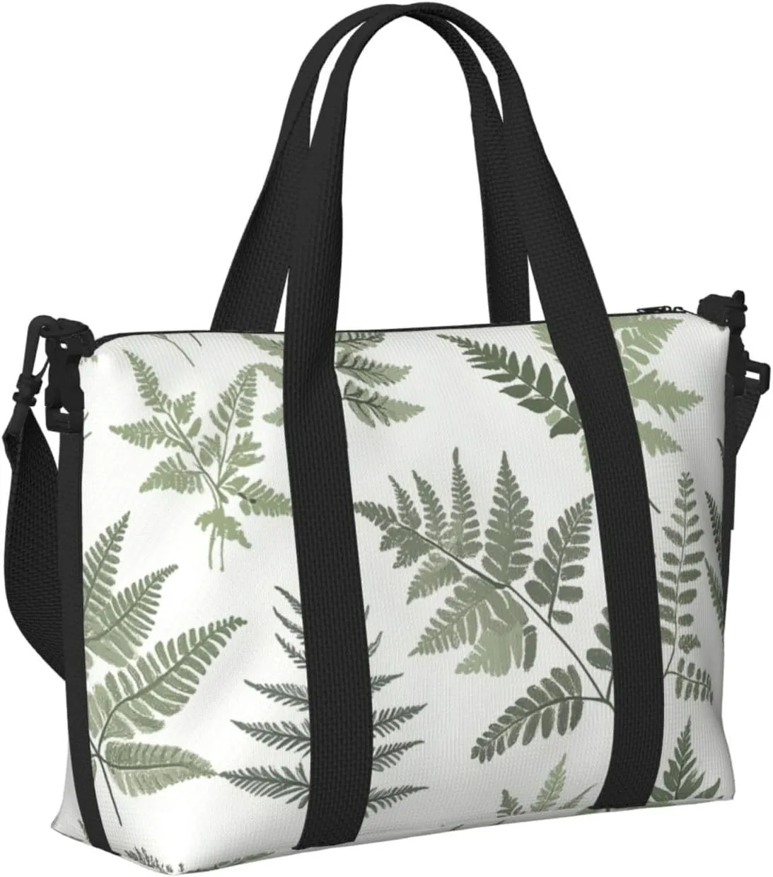 Travel Duffle Bag Ferns Leaves Pattern Weekender Overnight Bags Luggage Bag for Women Men Waterproof Sports Gym Bag Hand Bag with Shoulder Strap