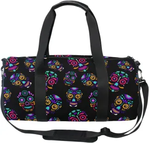 Travel Duffle Bag for Men Women, Colorful Sugar Skull Large Travel Overnight Duffel Bag Unisex High Capacity Large Luggage Sports Gym Bag
