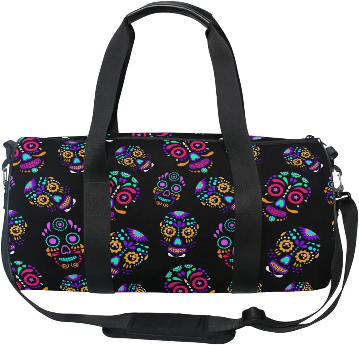 Travel Duffle Bag for Men Women, Colorful Sugar Skull Large Travel Overnight Duffel Bag Unisex High Capacity Large Luggage Sports Gym Bag