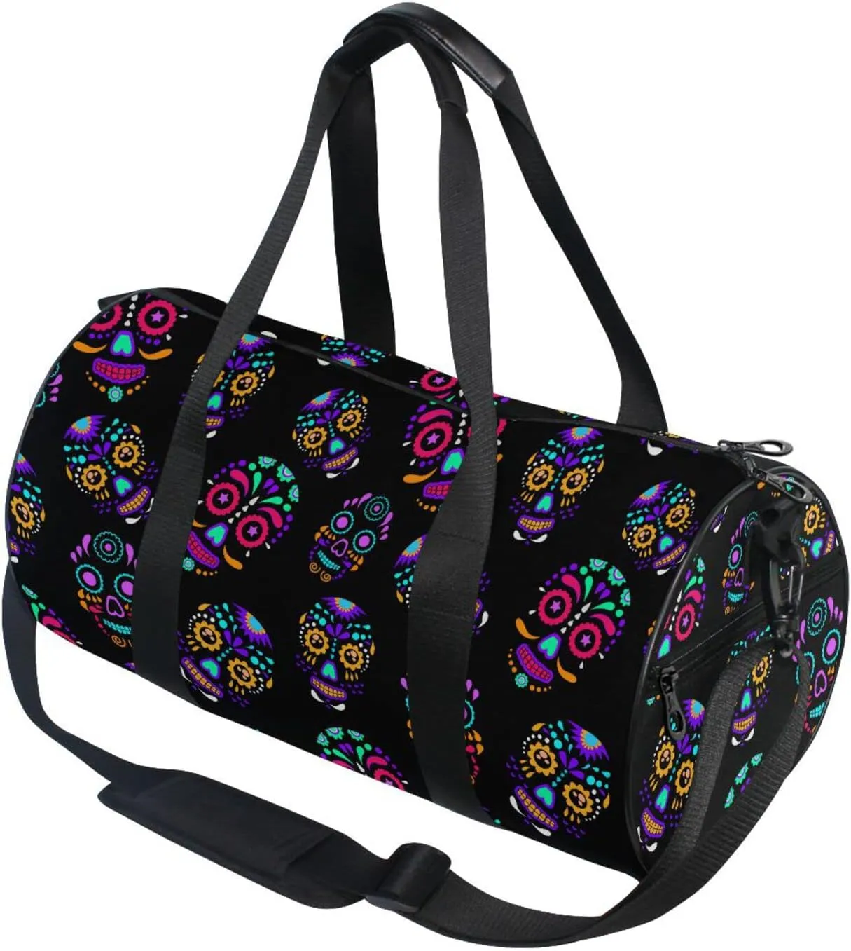Travel Duffle Bag for Men Women, Colorful Sugar Skull Large Travel Overnight Duffel Bag Unisex High Capacity Large Luggage Sports Gym Bag