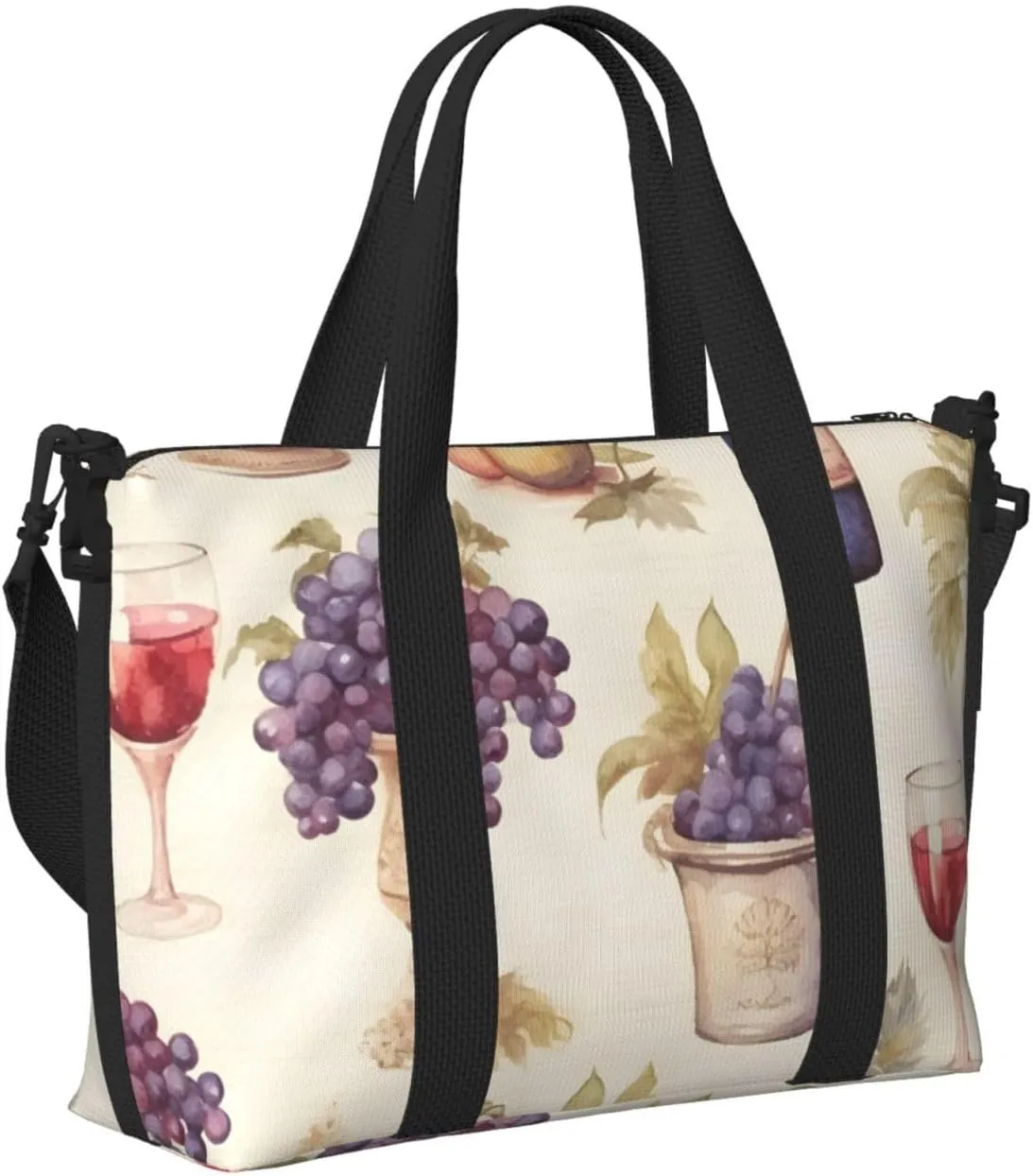 Travel Duffle Bag Retro Wine Grape Weekender Overnight Bags Luggage Bag for Women Men Waterproof Sports Gym Bag Hand Bag with Shoulder Strap