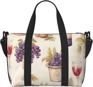 Travel Duffle Bag Retro Wine Grape Weekender Overnight Bags Luggage Bag for Women Men Waterproof Sports Gym Bag Hand Bag with Shoulder Strap