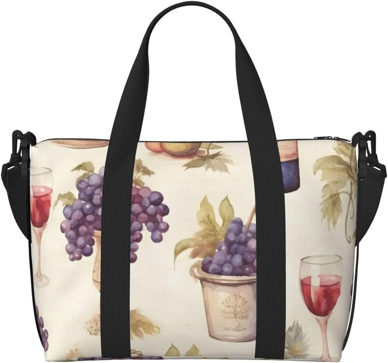 Travel Duffle Bag Retro Wine Grape Weekender Overnight Bags Luggage Bag for Women Men Waterproof Sports Gym Bag Hand Bag with Shoulder Strap