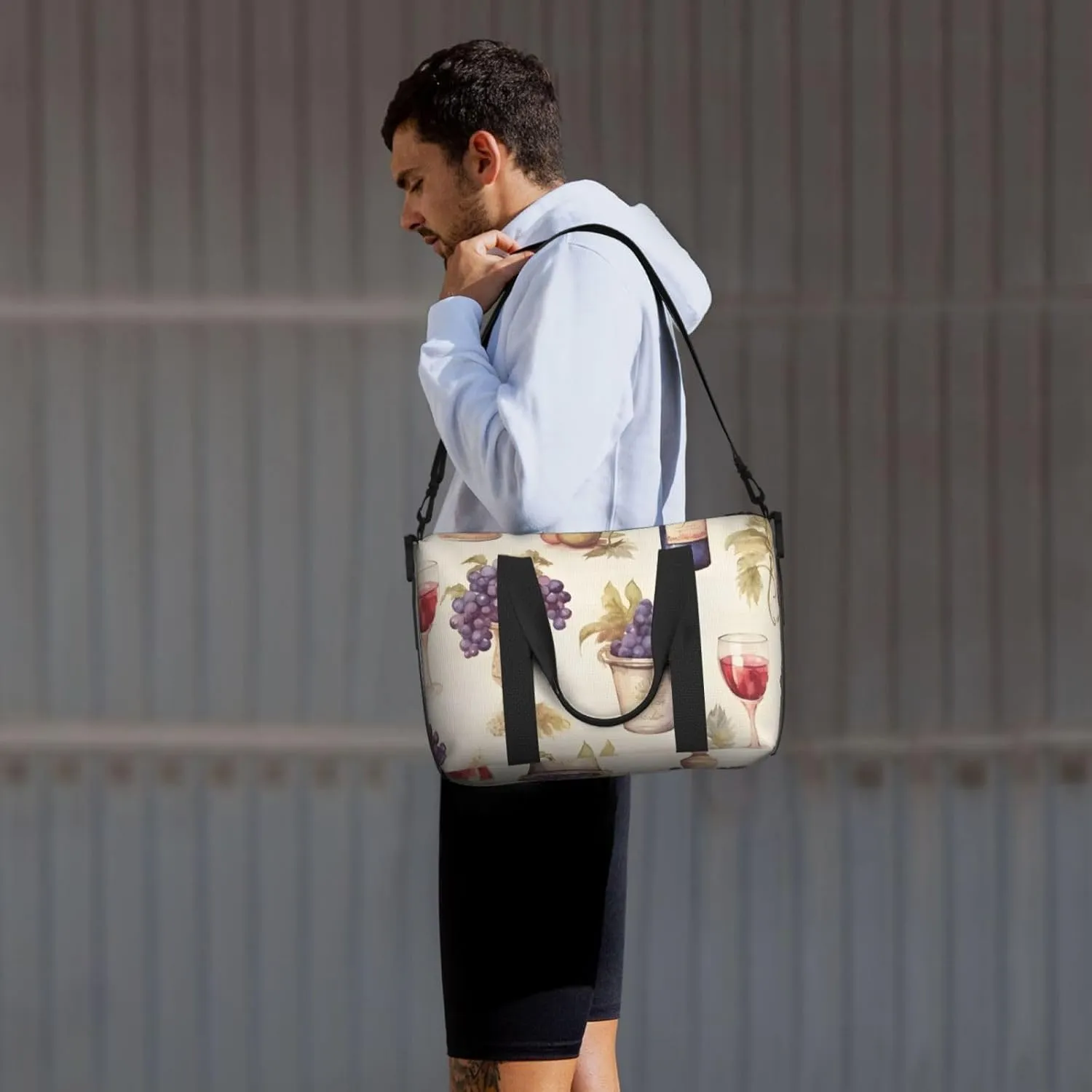 Travel Duffle Bag Retro Wine Grape Weekender Overnight Bags Luggage Bag for Women Men Waterproof Sports Gym Bag Hand Bag with Shoulder Strap