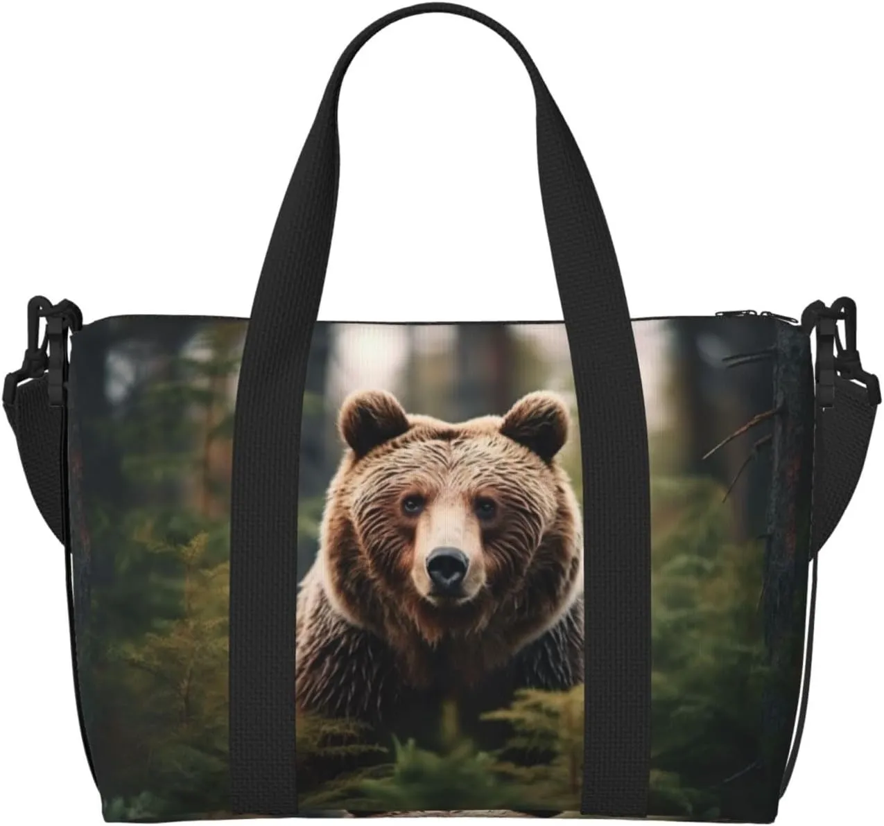 Travel Duffle Bag Weekender Bag Carry On Tote Bag Sport Gym Bag for Women Men Bear Wallpapers Print