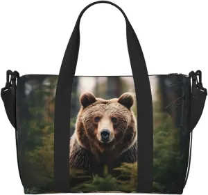 Travel Duffle Bag Weekender Bag Carry On Tote Bag Sport Gym Bag for Women Men Bear Wallpapers Print