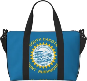 Travel Duffle Bag Weekender Bag Carry On Tote Bag Sport Gym Bag for Women Men South Dakota Flag Print