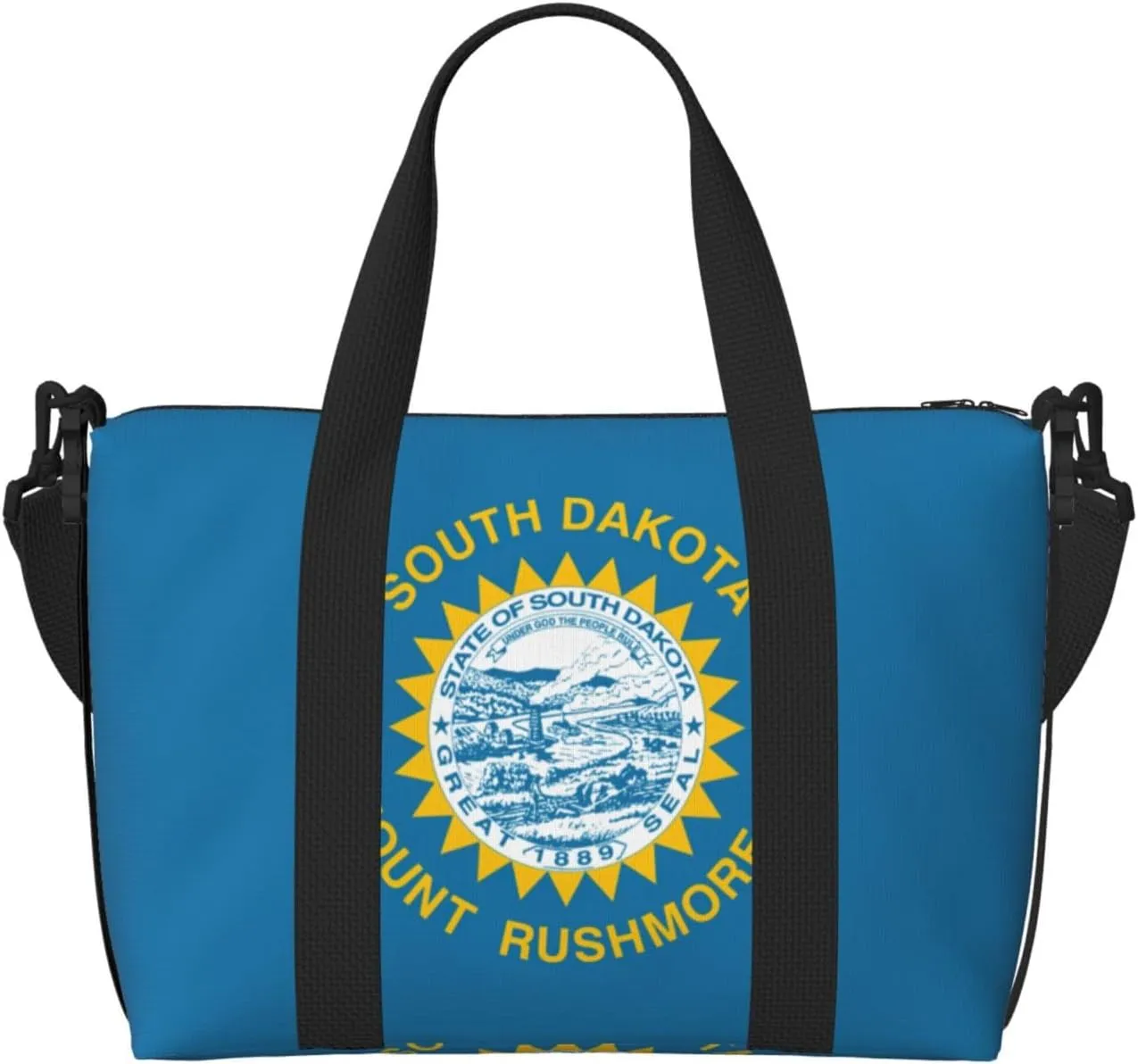 Travel Duffle Bag Weekender Bag Carry On Tote Bag Sport Gym Bag for Women Men South Dakota Flag Print