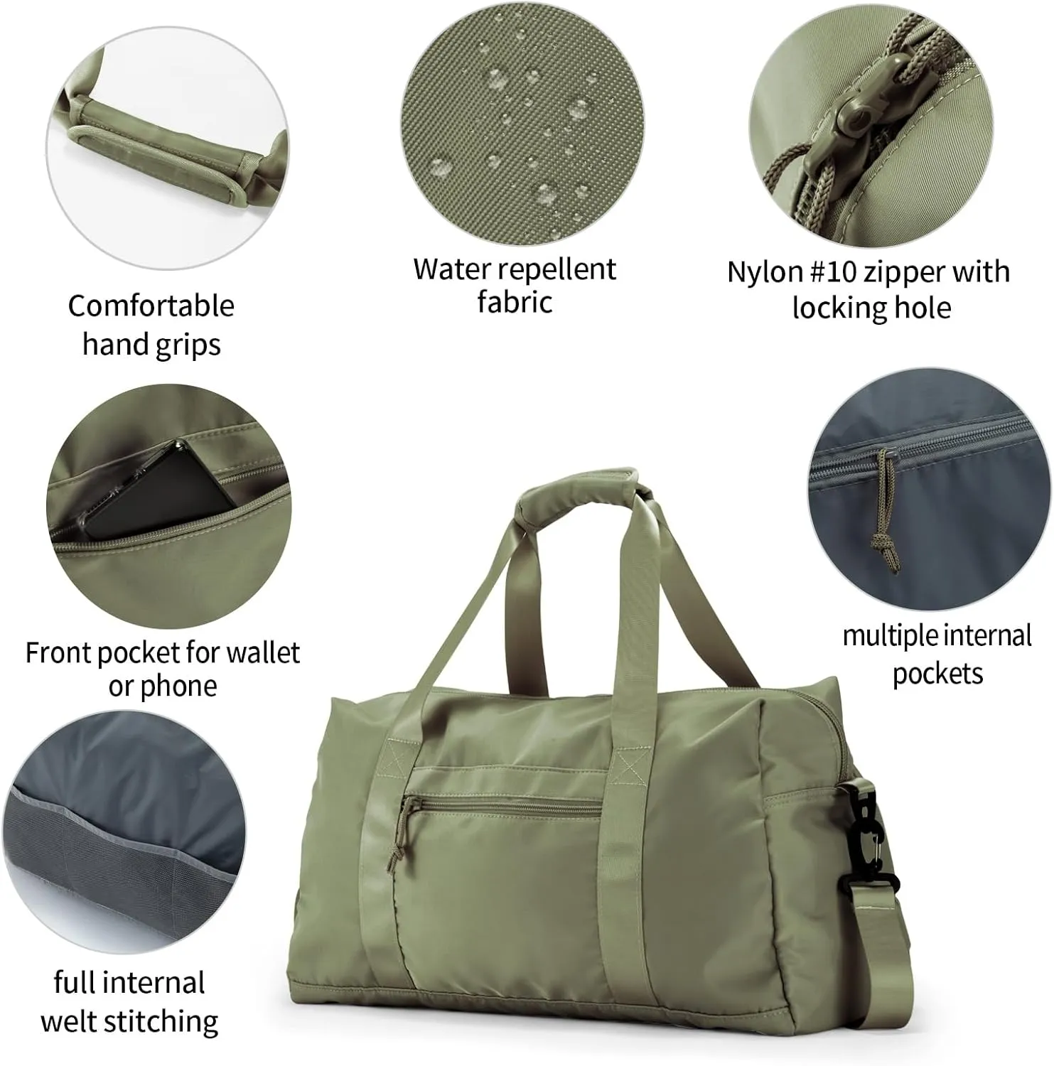 Travel Duffle Bag,Sport Gym Bag for Men And Women with Wet Pocket,Weekender Bag Carry On Tote Bags for Airplane Army Green
