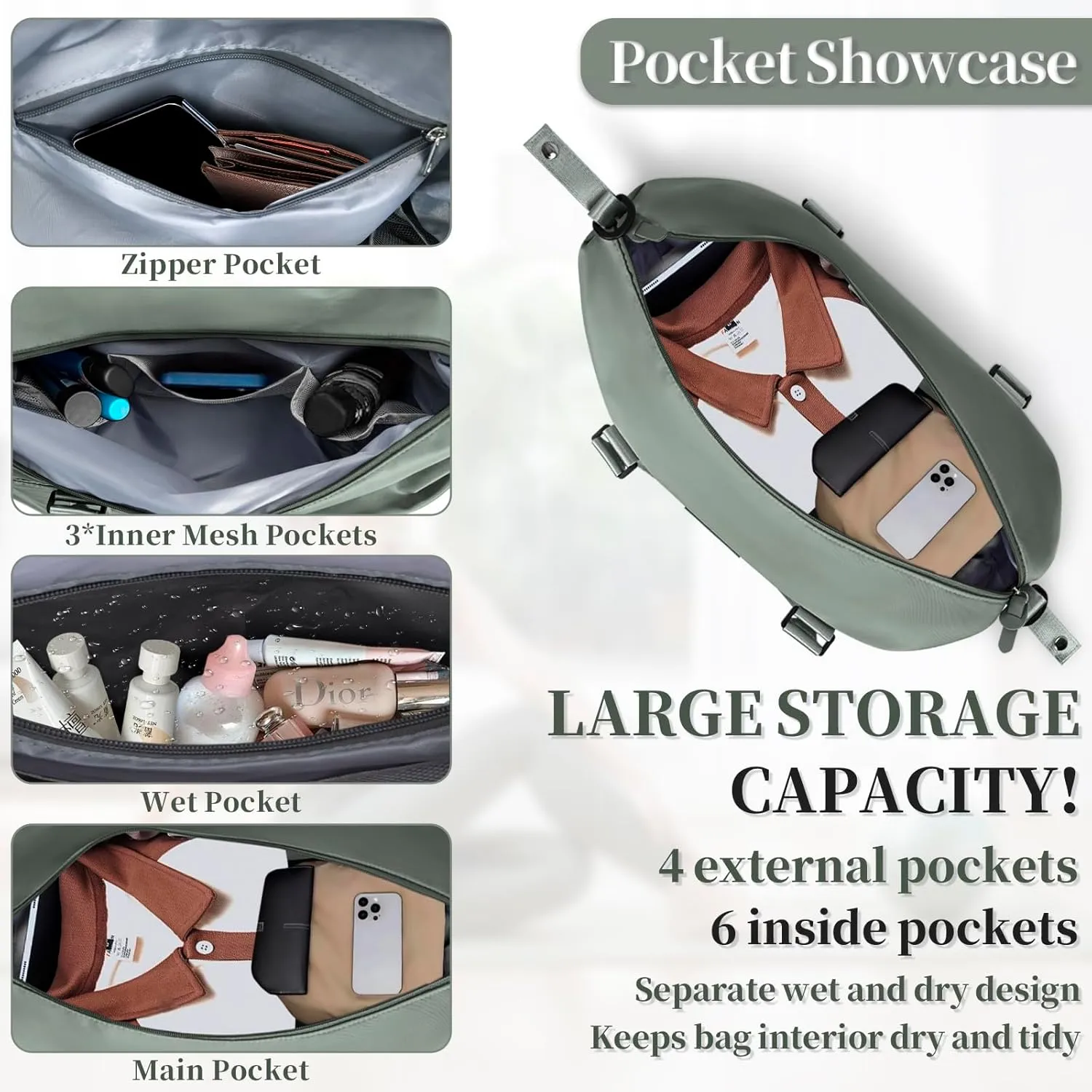 Travel Duffle, Waterproof Gym Weekender Overnight Tote Carry On with Luggage Sleeve, Dry Wet Pocket, Labor Delivery Hospital Bag
