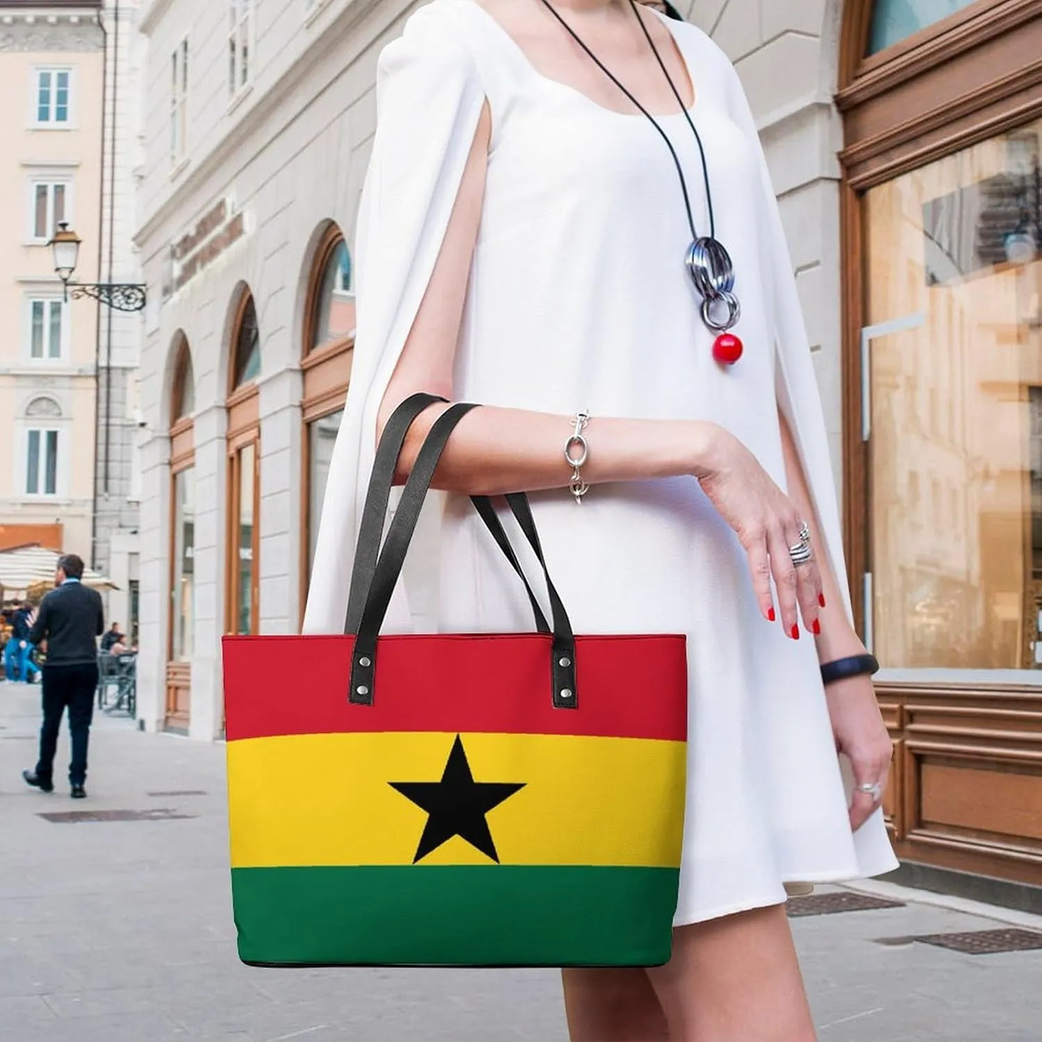 Trendy Hungary Flag Zipper Shoulder Bag Women Stylish Leather Tote for Daily Use