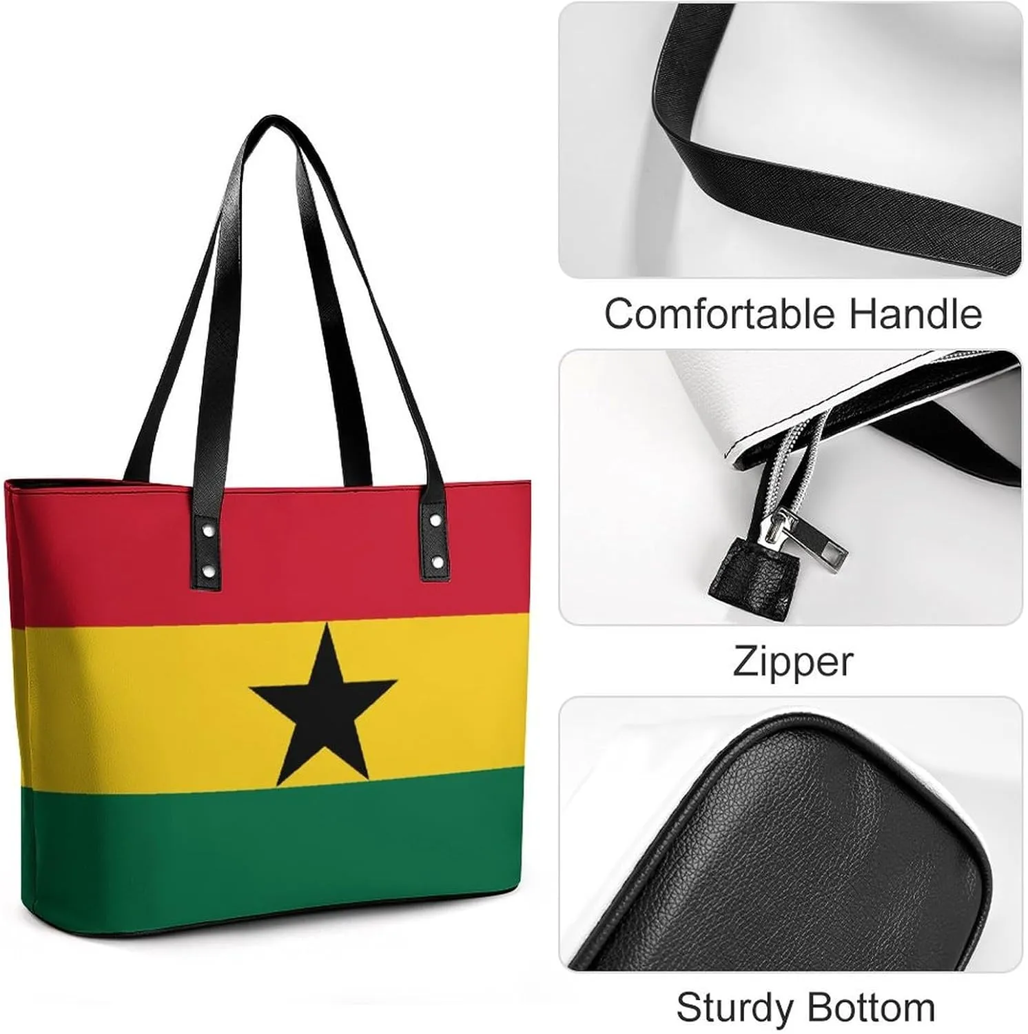 Trendy Hungary Flag Zipper Shoulder Bag Women Stylish Leather Tote for Daily Use